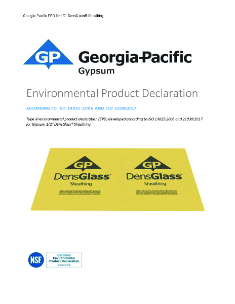 Georgia-Pacific EPD for 1/2" DensGlass® Sheathing