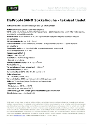 ElaProof SAND Sokkelirouhe - Tekniset Tiedot