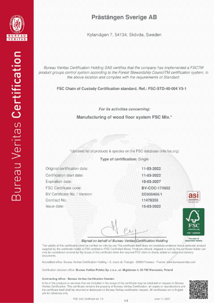 SubFloor FSC Certificate