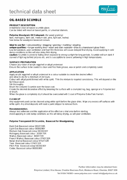 Oil Based Scumble Product Data Sheet