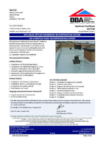 BBA Certificate - IKO hybritech Systems