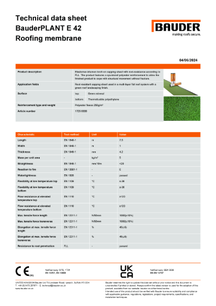 BauderPLANT E 42 Root Resistant Roofing Capping Sheet