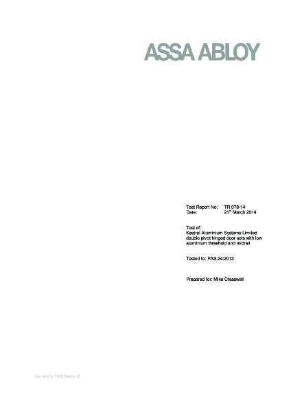 PAS24:2012 - TB Commercial Pivot Double Door – Sentinel M