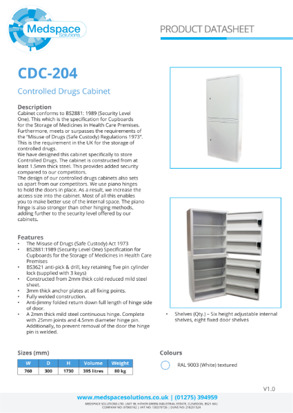 CDC-204 - Controlled Drugs Cabinet
