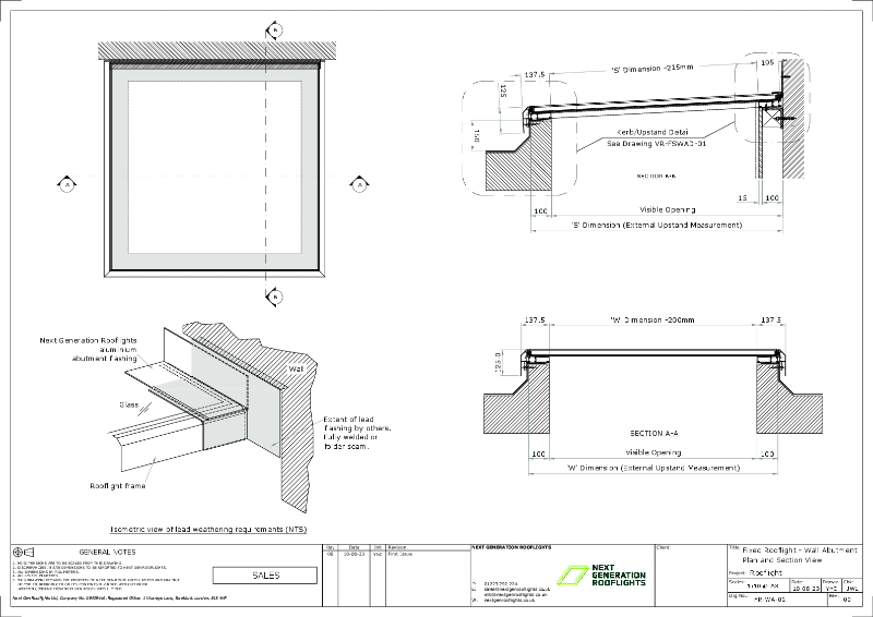 Fixed Rooflight with Wall Abutment
