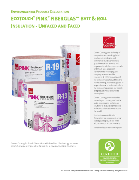 Pink Fiberglass Thermal Batt Insulation - EPD