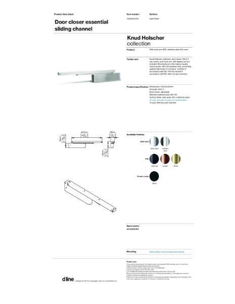 Sliding channel door closer, essential (data sheet)