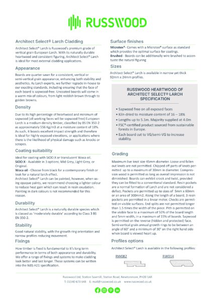 Architect Select Larch Factsheet