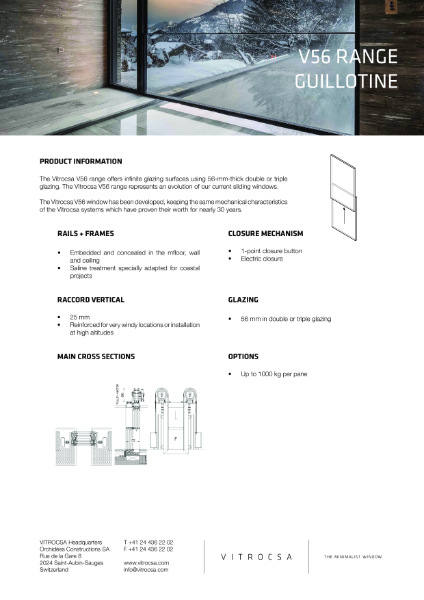 Vitrocsa V56 RANGE Guillotine Window System Data Sheet