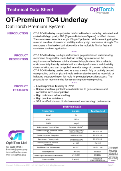 OT-Premium TO4 Underlay TDS