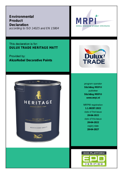 Dulux Trade Heritage Velvet Matt EPD