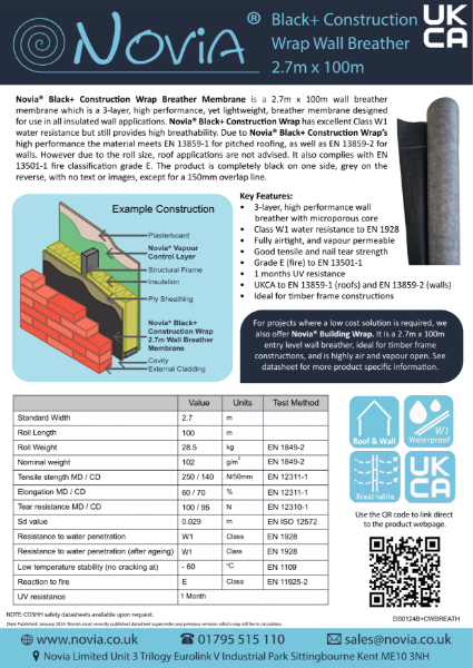 Novia Black + Construction Wrap Datasheet