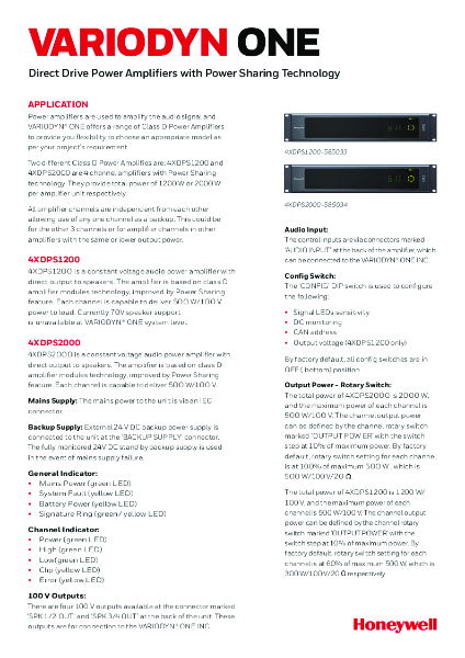 585033 4 Channel 1200Watt Power Sharing Amplifier EN54-16