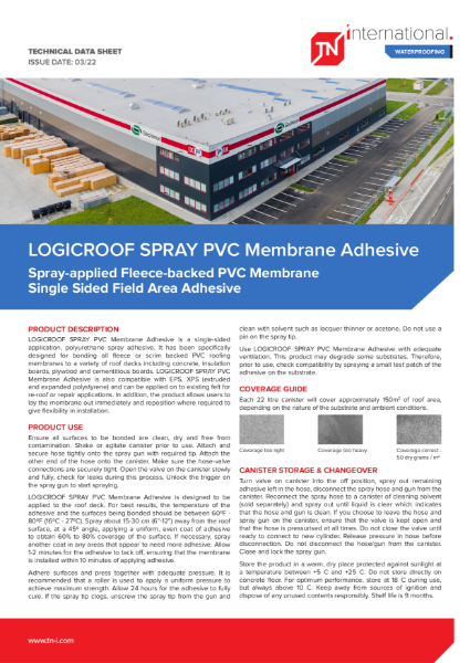 TNi LOGICROOF SPRAY PVC Membrane Adhesive - Datasheet
