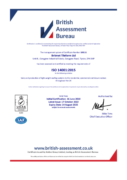 ISO 14001 Certificate