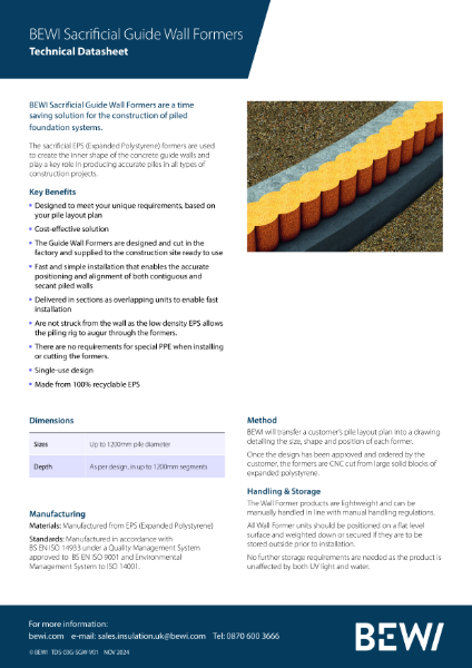 Sacrifical Guide Wall Formers Technical Data Sheet