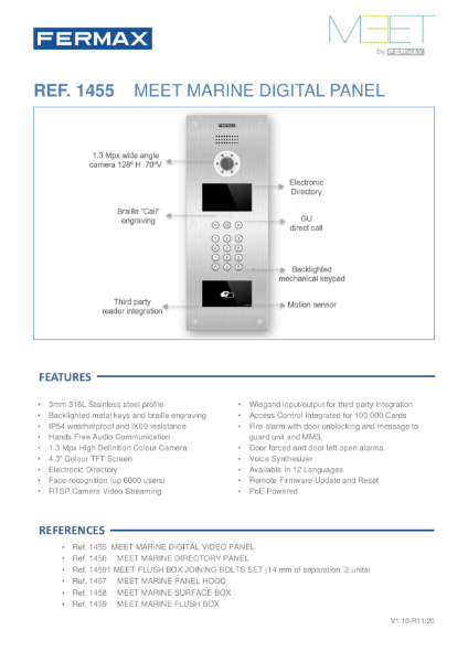 MARINE - IP Vandal Resitant Digital Video Door Entry Panel
Data Sheet