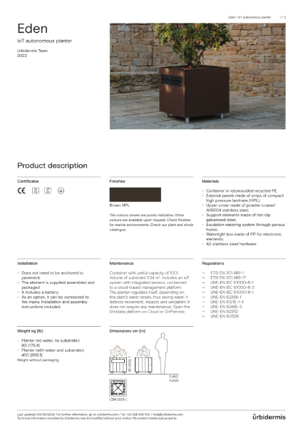 Eden Planter - Autonomous Planter Data Sheet