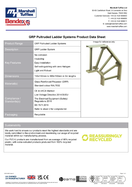 GRP Ladder Product Data Sheet