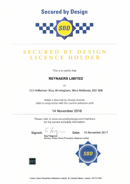 Secured by Design Certificate