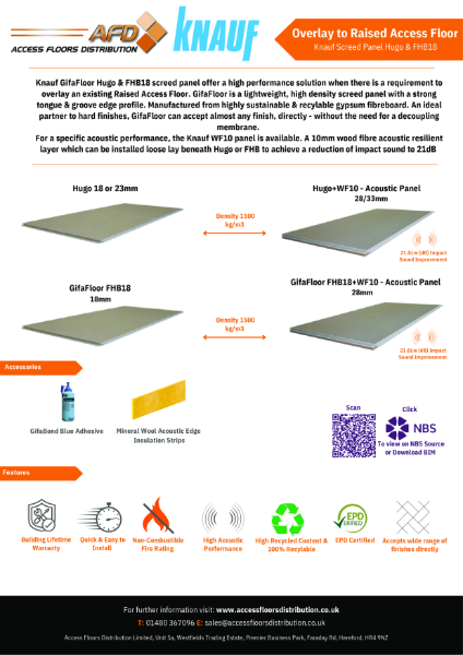 Overlay to Raised Access Floor - Knauf Hugo & FHB