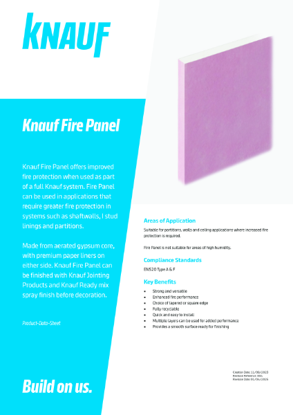 Knauf Fire Panel Data Sheet