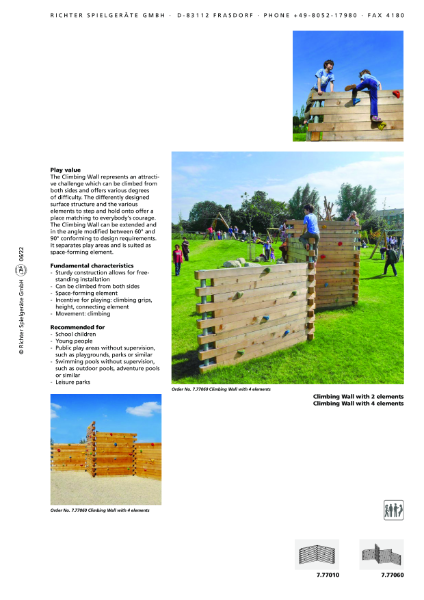 7.77010 & 7.77060 - Climbing Walls - Datasheet