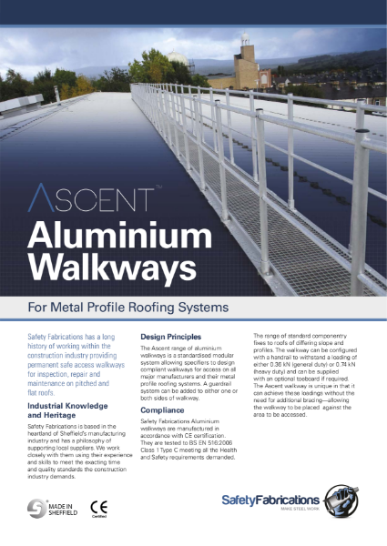 Ascent aluminium anti-slip walkway for profiled Metal composite & Built up on site roofs