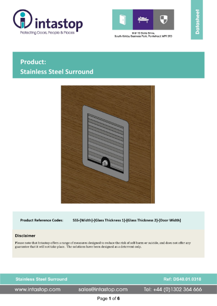 Data Sheet - Stainless Steel Surround