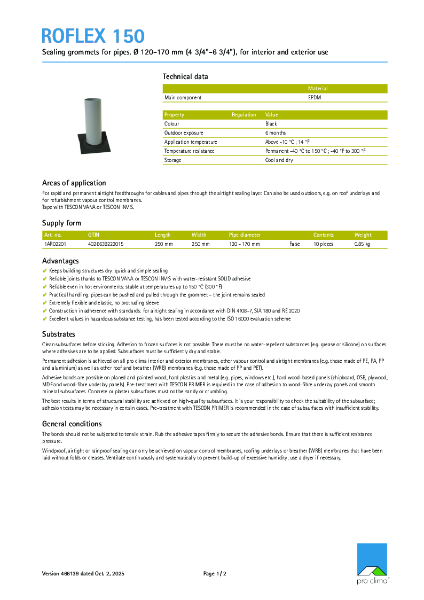 Roflex 150 Technical Datasheet