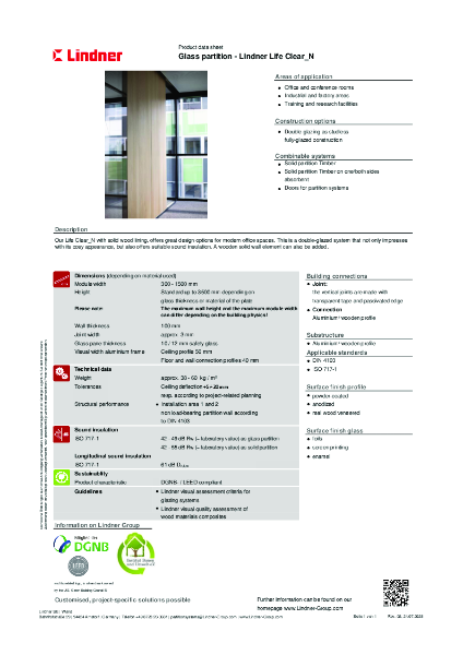 Lindner Life Clear_N - Data sheet