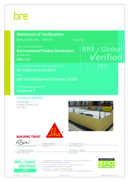 SikaProof P12 EPD