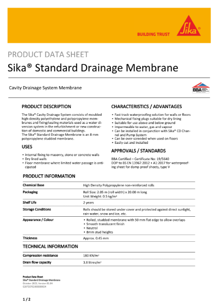 Sika Standard Drainage PDS