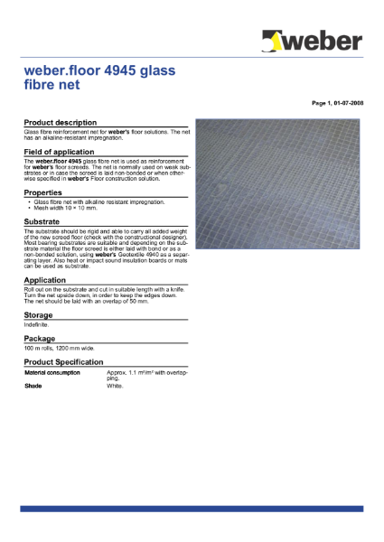 weberfloor 4945 glass fibre mesh