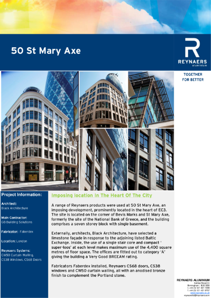 Case Study: 50 St Mary Axe, featuring CS 38 aluminium windows