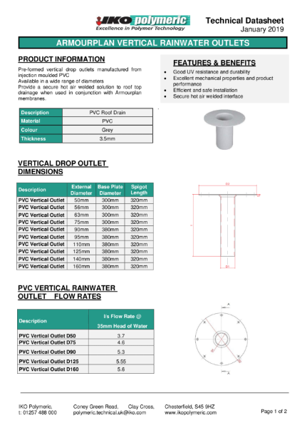 Armourplan Vertical Rainwater Outlets Datasheet