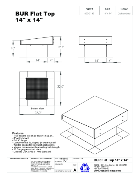 TECHNICAL DRAWING - BUR FLAT TOP