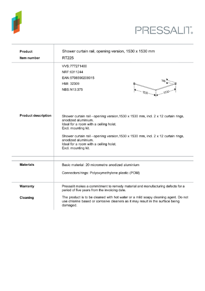 RT225 technical data sheet