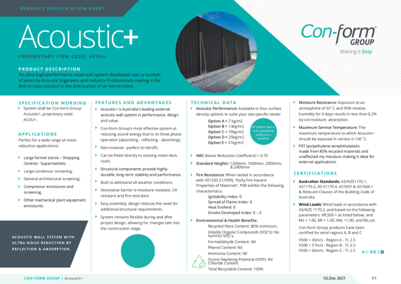 Acoustic+ Technical Data Sheet