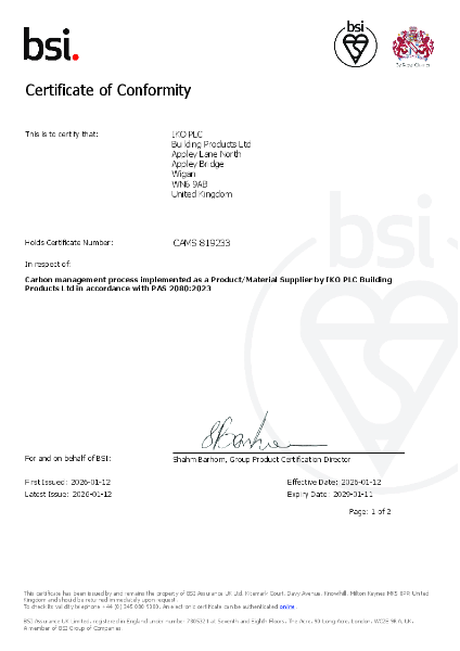IKO PLC PAS 2080 Certificate