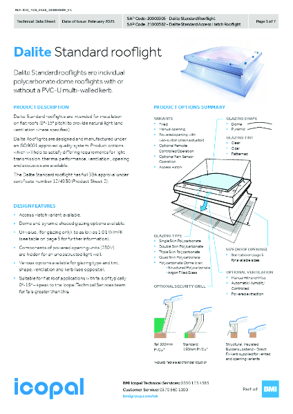 BMI TDS Rooflights Dalite Standard V1