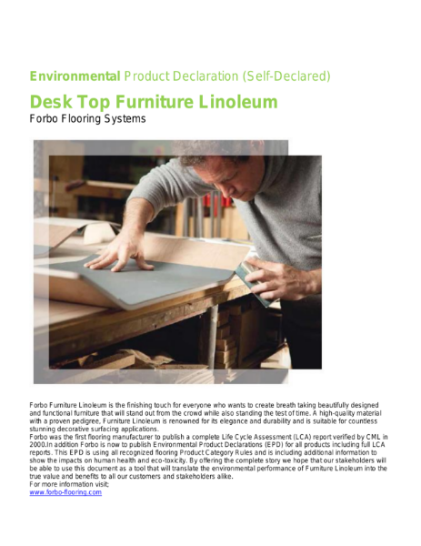 Furniture marmoleum Environmental Product Declaration 