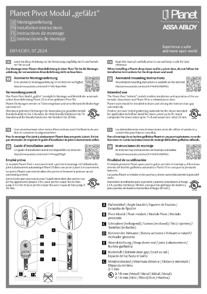 Planet US Pivot Module Set fitting instructions