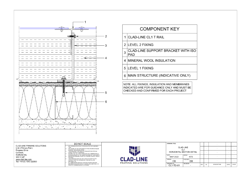 CL1HA - Horizontal Adaptor - Horizontal Section Technical Drawing