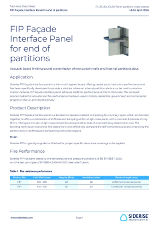 Siderise FIP Façade Interface Panel Technical Datasheet v8.04