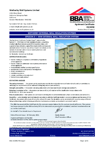 BBA Agrément Certificate