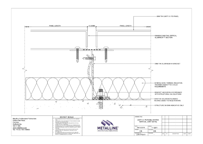 Unity A1 PS-01 Vertical Joint Technical Drawing