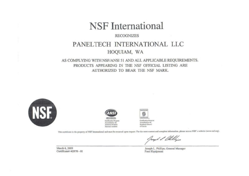 PaperStone® NSF/ANSI Certification