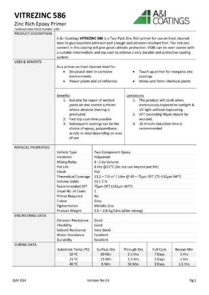 Vitrezinc 586 Technical Data Sheet