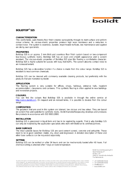 Bolidtop 525 System Data Sheet